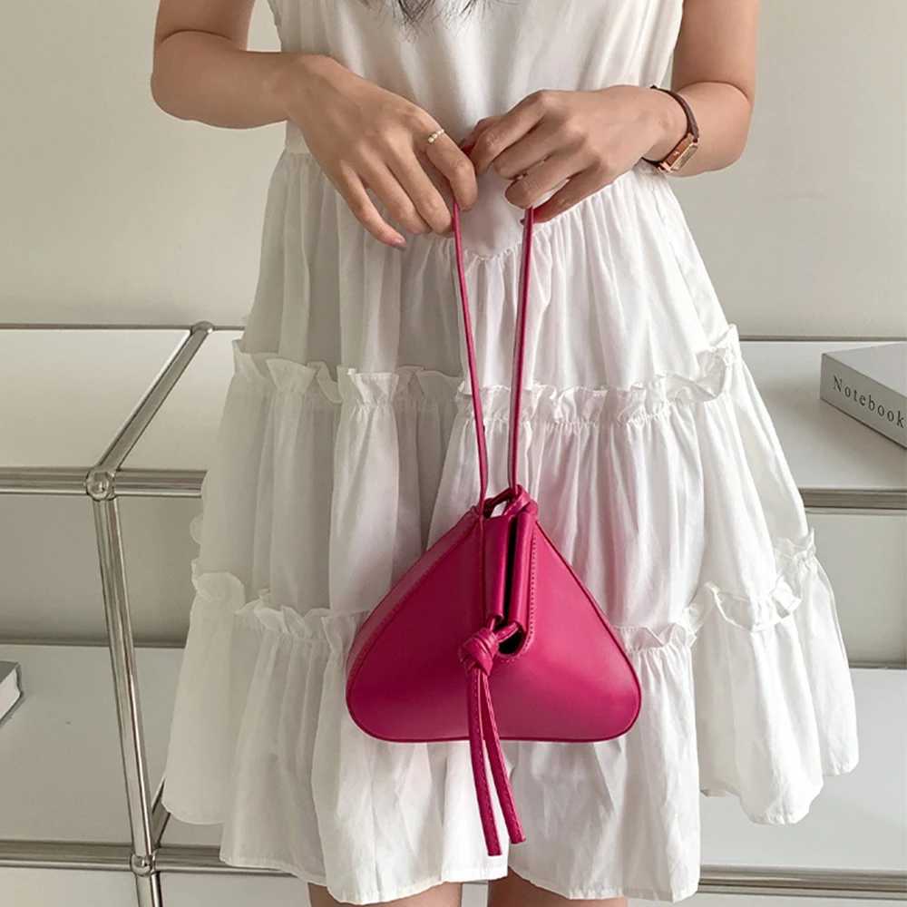 Women Fashion Crossbody Bag Foldable Solid Leather Triangle Underarm Shoulder Bags Female Chic Small Commute Messenger Pack M250606
