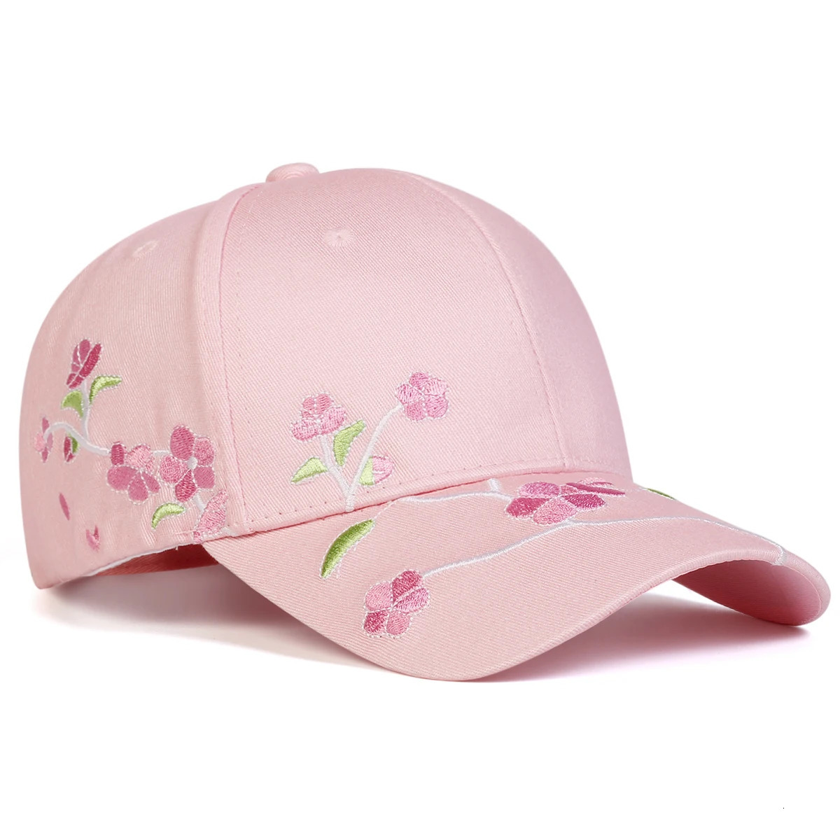 1piece Unisex Peach Blossom Embroidery Baseball Cap Outdoor Adjustable Sunscreen Leisure Hat Spring Autumn Travel Vacation 250604