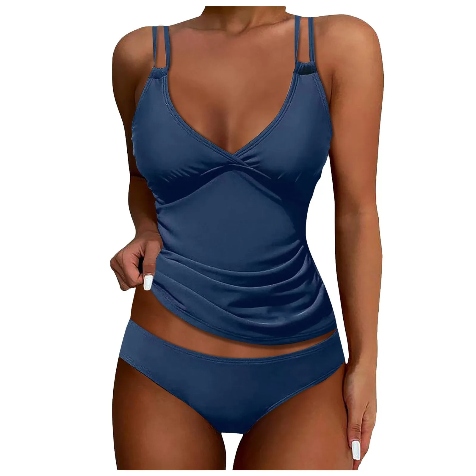 Bathing Suits For GirlS Solid Color Split Swimsuit Deep V Sexy With Chest Pad European And Backless Ropa De Mujer 250530