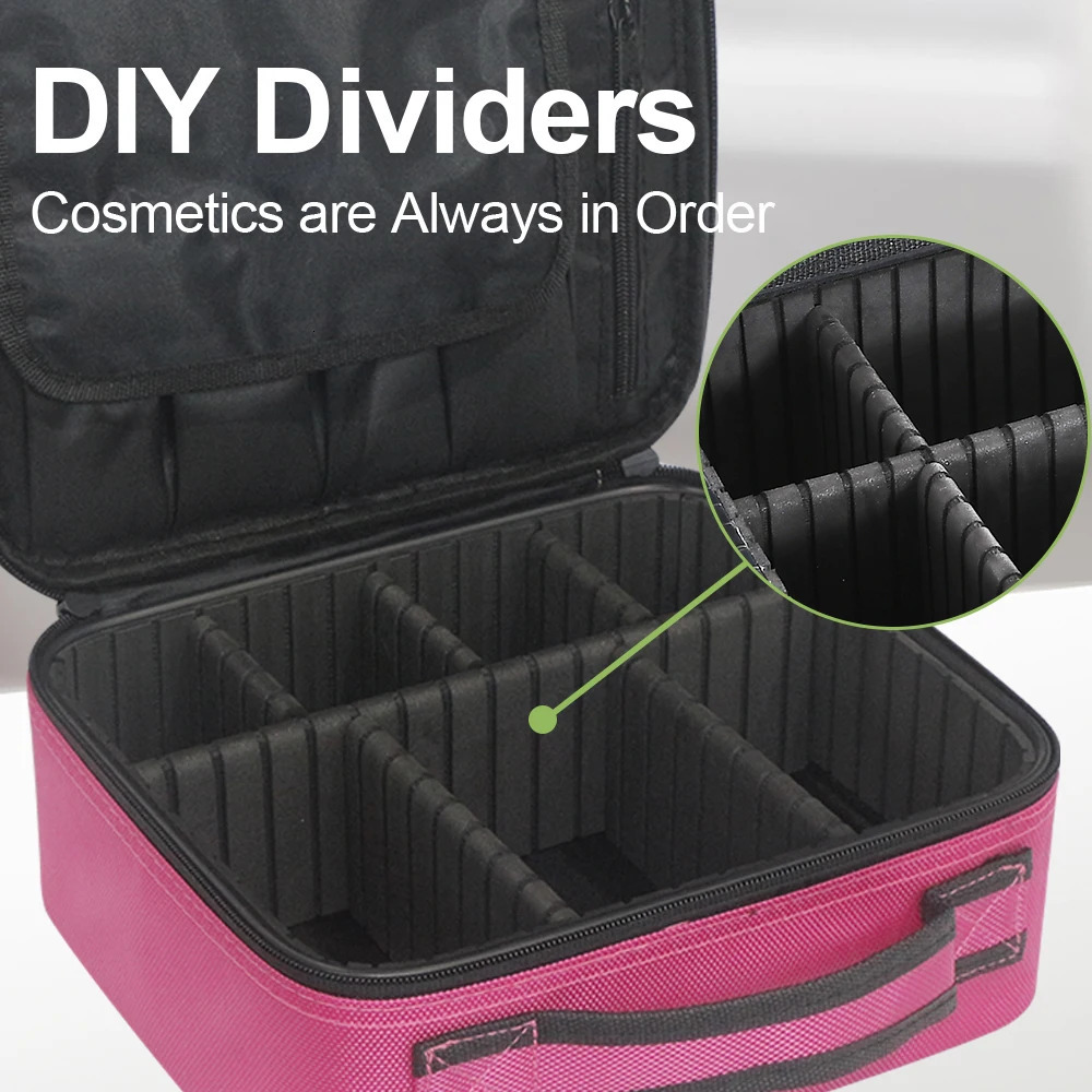GLADCASE Portable Cosmetic Storage Bag Makeup Beauty Brush Organizer with Adjustable Dividers Travel Washing for artist 250605
