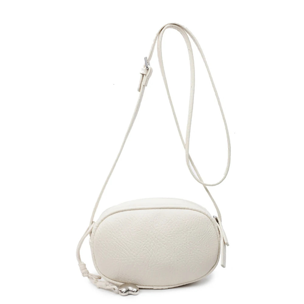 Women High Grade Texture Crossbody Bag Korean Solid Color Zipper Oval One Shoulder Bags Daily All-Match Commute Packs 250605