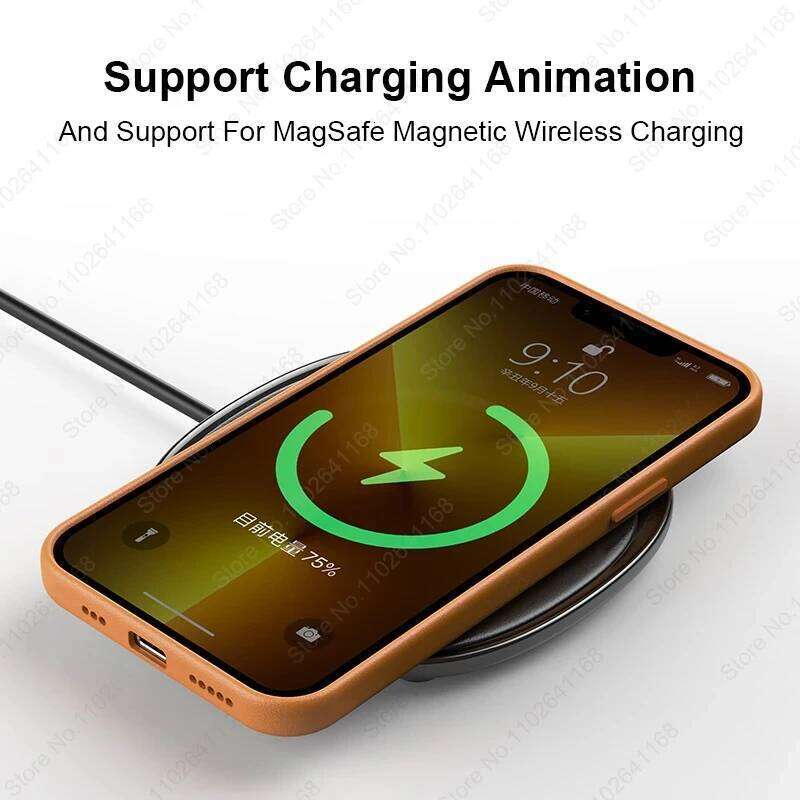 Official Original Animated Leather Cases iPhone 16 13 14 Pro Max for Magsafe Magnetic Wireless Charging Cover For 15 Plus