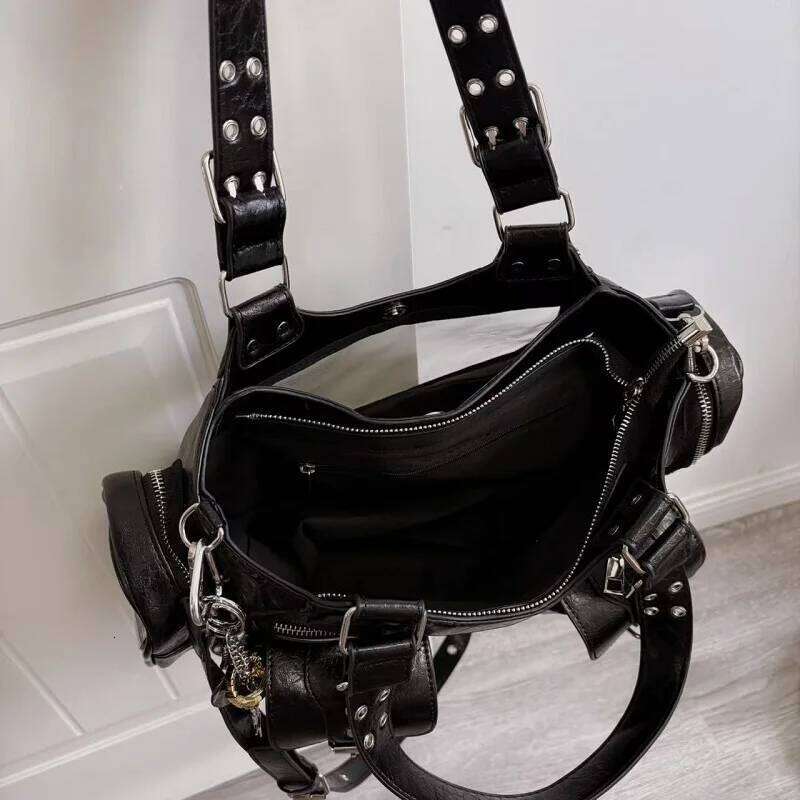 Patchwork Contrast Color Y2k Punk Shoulder Bags Vintage Aesthetic Casual Women's Handbags Fashion Ladies All Match Underarm Bag