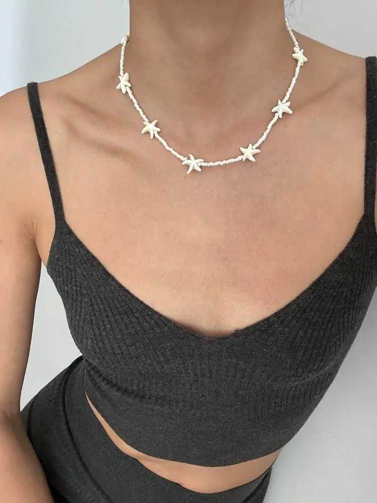 Bohemian Shell Star Beaded Choker Necklace for Women Summer Beach Holiday Bead Choker Necklace Jewelry Gift Y250605