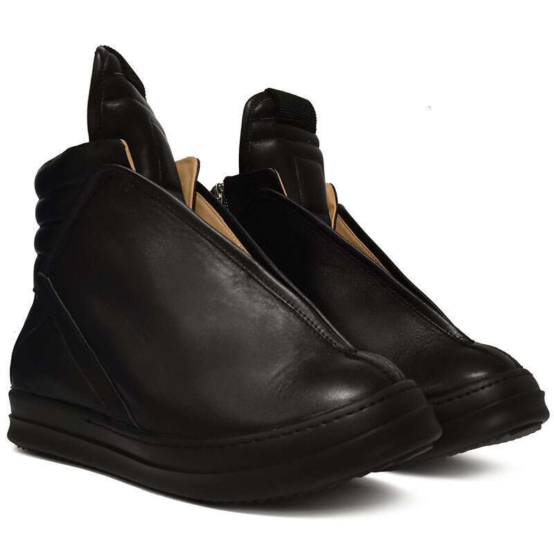 24 Factory New Fashion Men's Boots Personality High-top Round Toe Thick-soled Height-increasing Zipper Trendy Sneakers