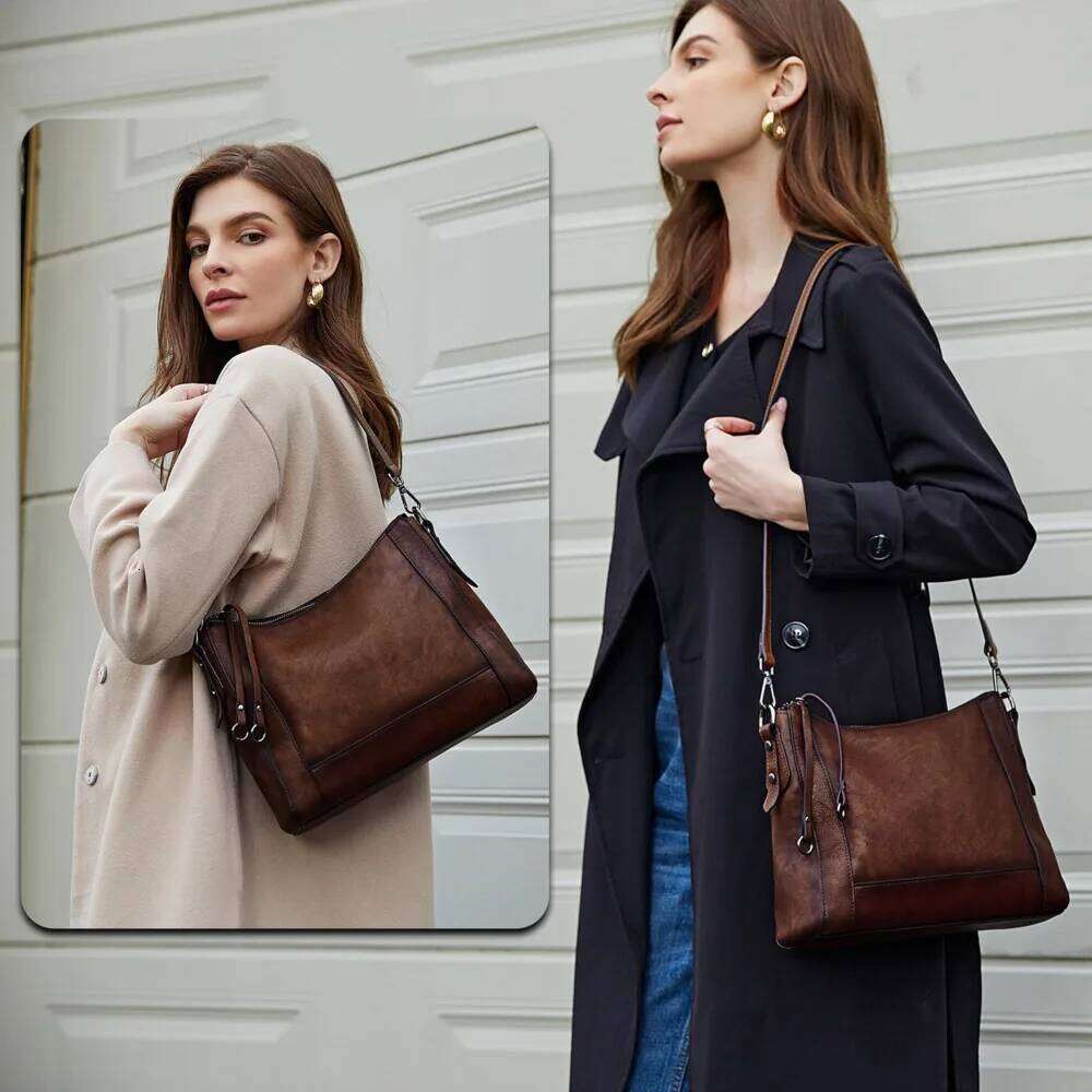 High Quality Genuine Leather Crossbody Bags For Women Satchel Purse Hobo Handbags Ladies Vintage Shoulder Bag 2025 New