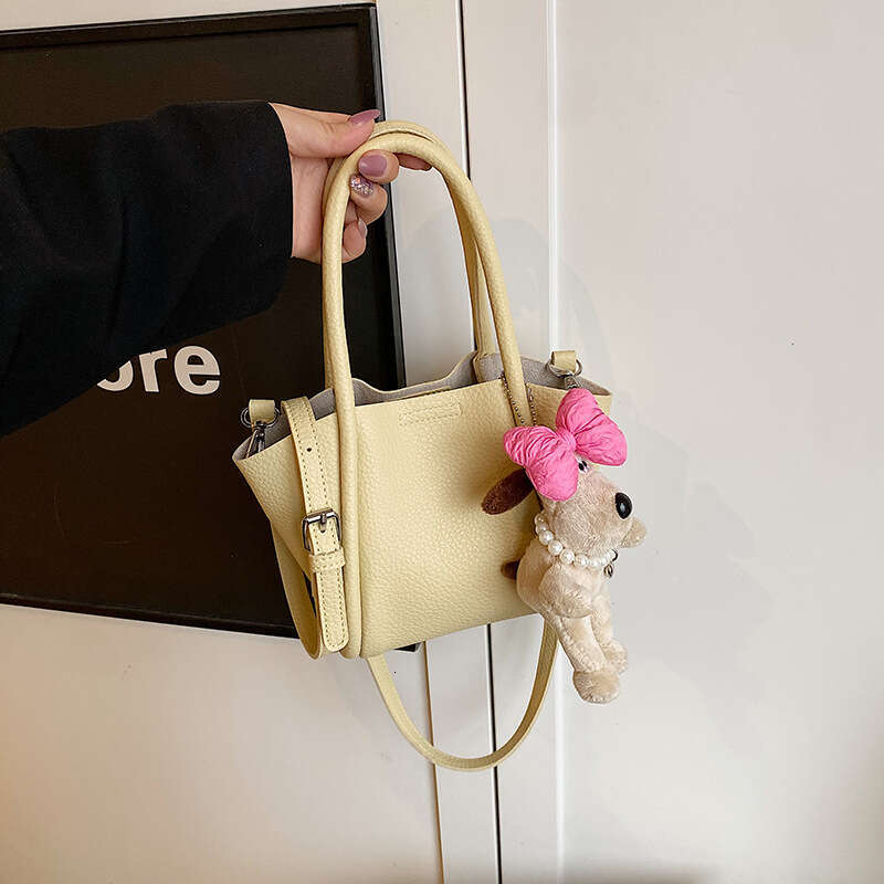 Korean Lychee Pattern Handheld Basket 2025 New Trendy Fashion Bucket Versatile Crossbody Bag for Women