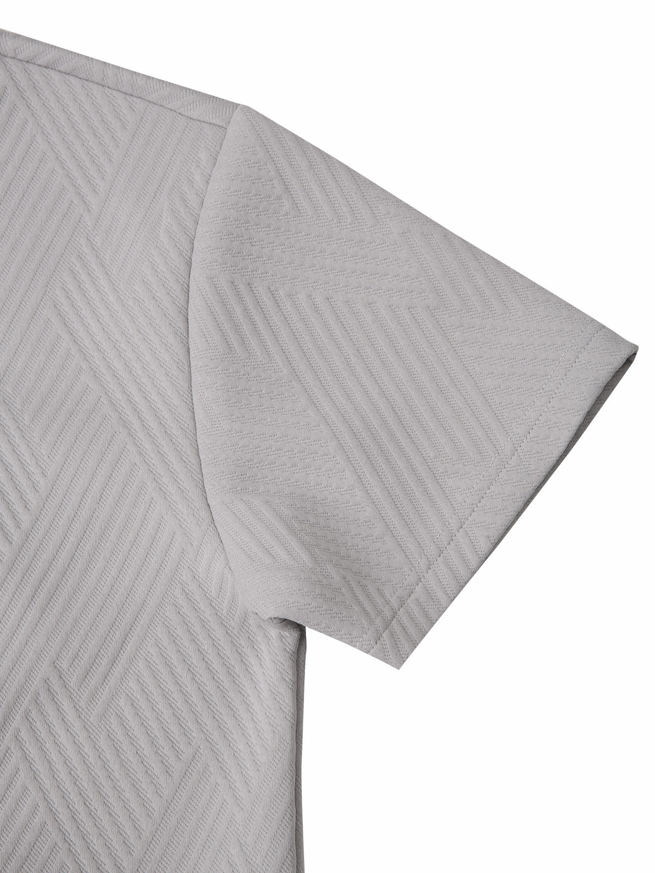 Men's casual fashion suit knitted jacquard hooded zipper pocket short sleeved and drawstring pants two-piece set