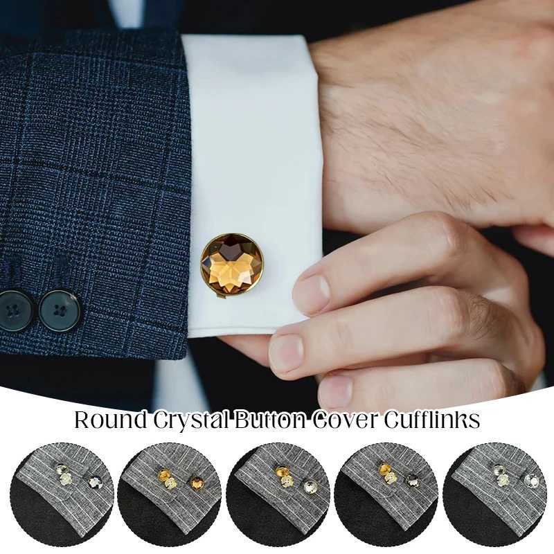 Non-French Shirt Rhinestone Cufflinks Geometric Round Snowflakes Small Brooches High-end Men Business Dress Wedding Accessories W250606