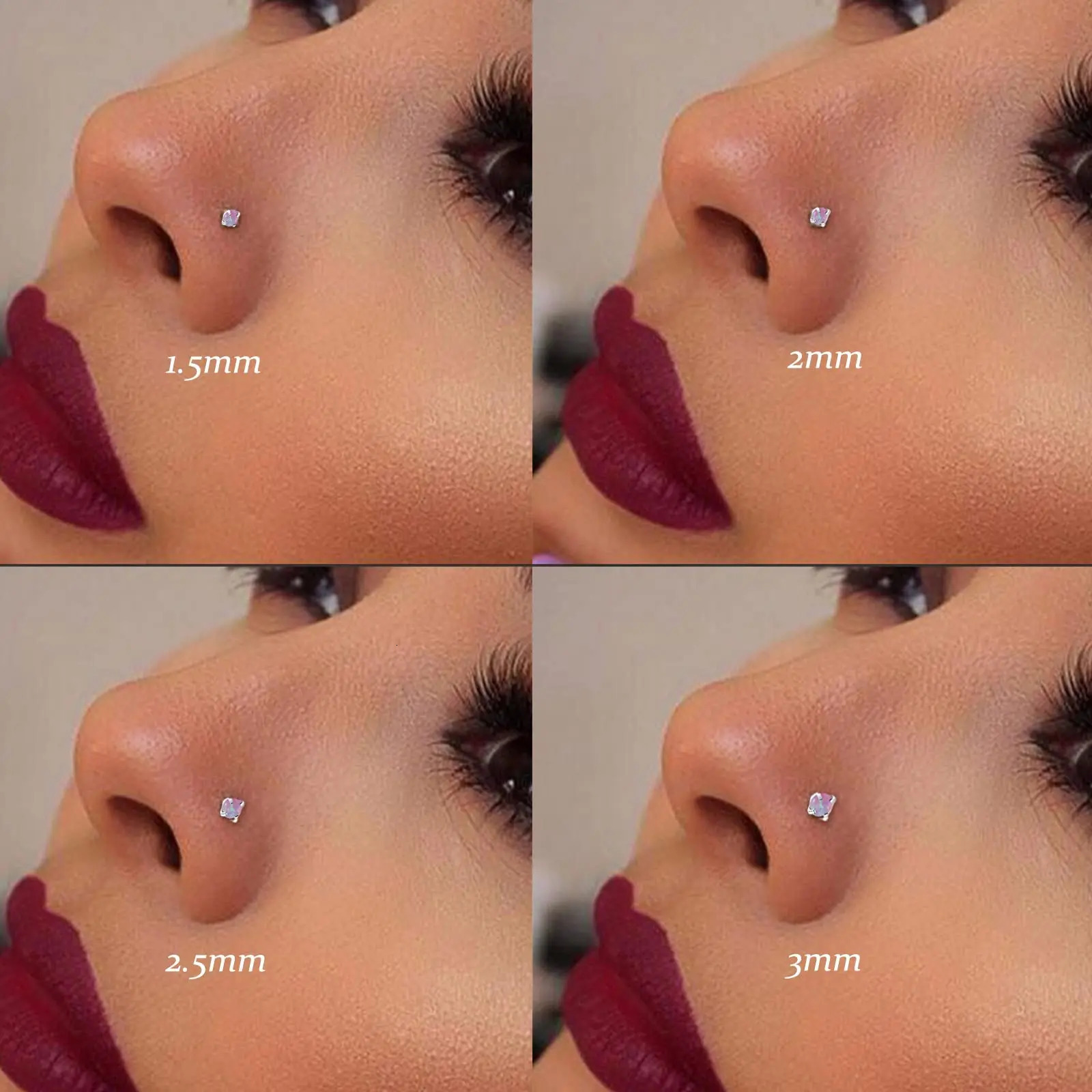 5Pcs CZ Gem Nose Piercing Stud Crystal Stainless Steel Nariz Body Jewelry S Shape Nostril Ring for Women Girl 20g 0.8mm 250605