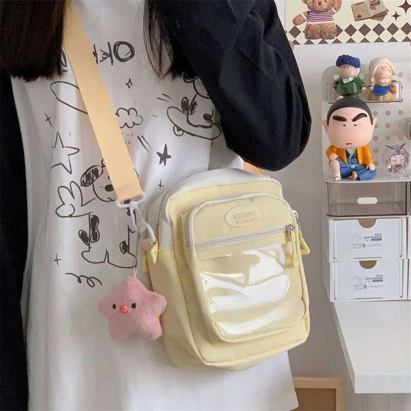 Xiuya Pink Cute Shoulder For Women Small Japanese Style Fashion Handbag Casual Simple Transparent Daily Female Bag
