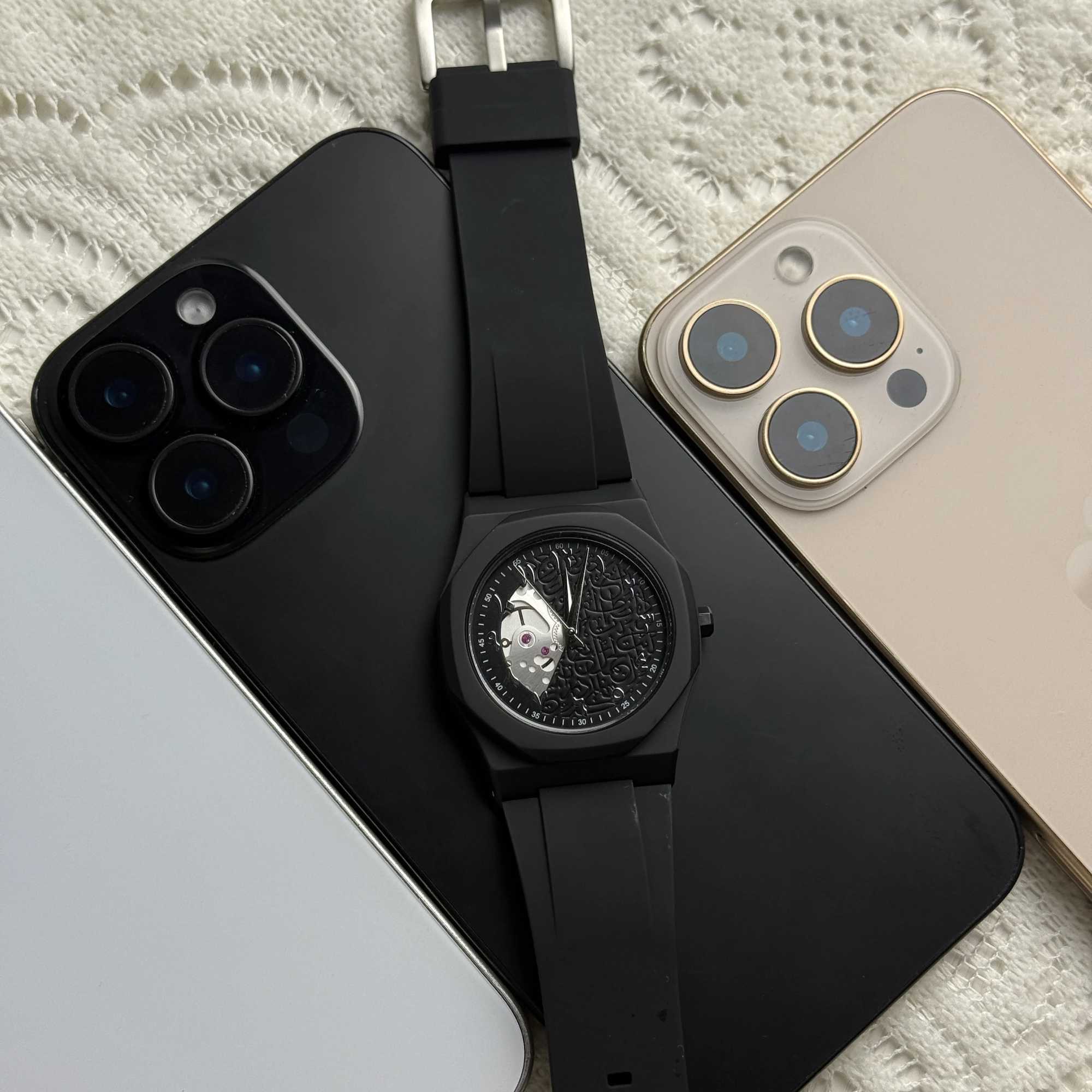 Mens Analog Mechanical Quartz Watch Arabic Numerals Waterproof Watch Fashion Mens Business Watch Polycarbonate Silicone Strap Y250605