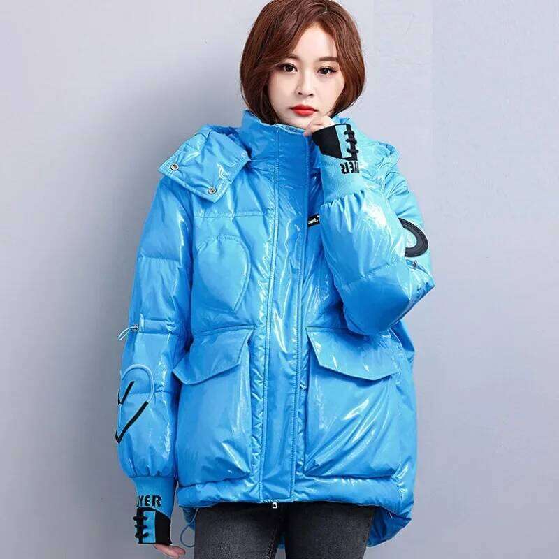 Cotton Short 2025 Down Winter New Loose Thick Hooded Bright Wash in Jacket Outside To Wear Simple Comfort Coat
