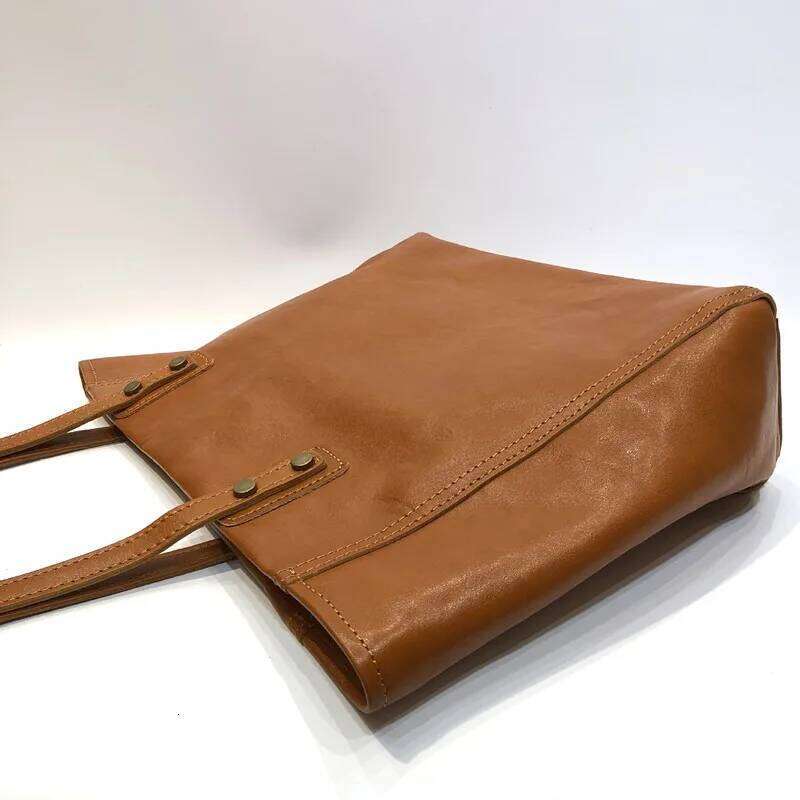 Vegetable Tanned Cowhide Tote Bags For Women 2024 Trend Genuine Leather Shoulder Bag Big Capacity Female Designer Handbag 2025/06/06