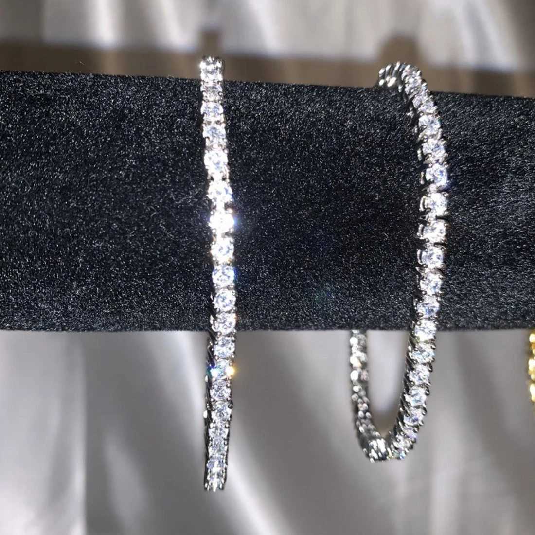 Tennis Bracelet White Gold filled 3-5mm Round Simulated Diamond Bracelets For Women Men Engagement Wedding Gemstone Jewelry W250606