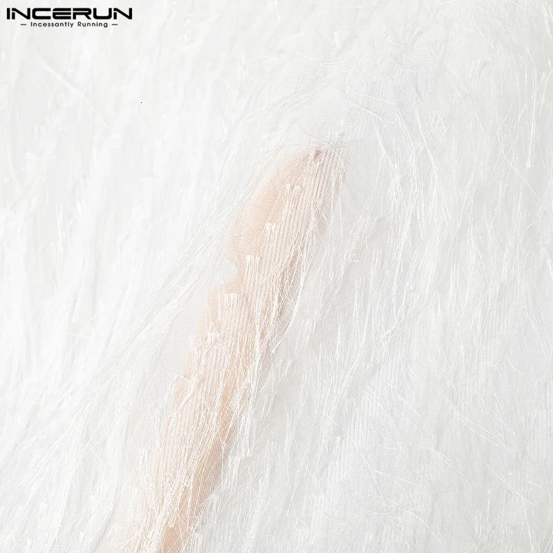Men Shirt Tassel Chiffon Transparent Lapel Short Sleeve Sexy Men Clothing Summer Streetwear Party Fashion Camisas INCERUN 250605