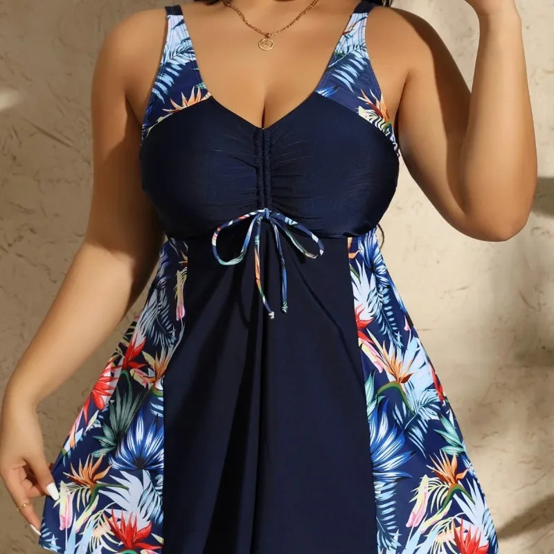 2024 Swimwear Large Size PLUS 0XL4XL Swimsuit Conservative Twopiece Long Skirt Printing Hair 250603