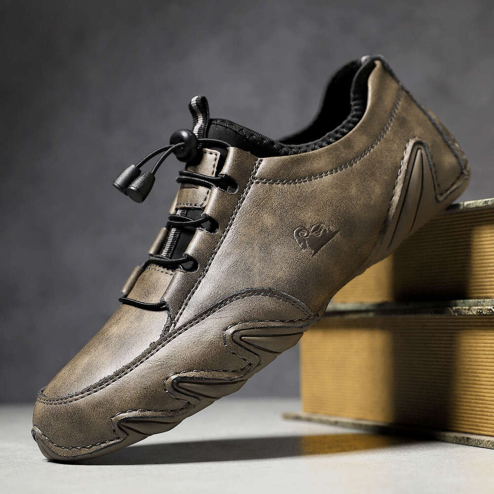 Octopus Large Size Genuine Leather Trendy Men's Slip-On Low-Top Casual Shoes