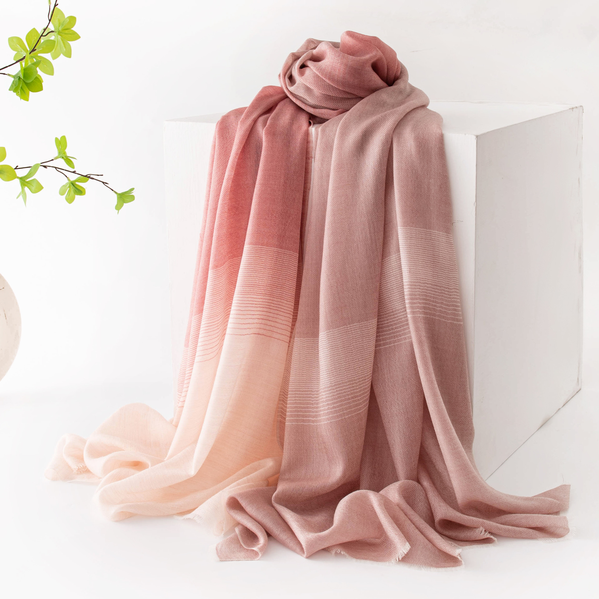K397 Gentle style gradient color 100% wool scarf 25 new scarf thin air conditioner mattress