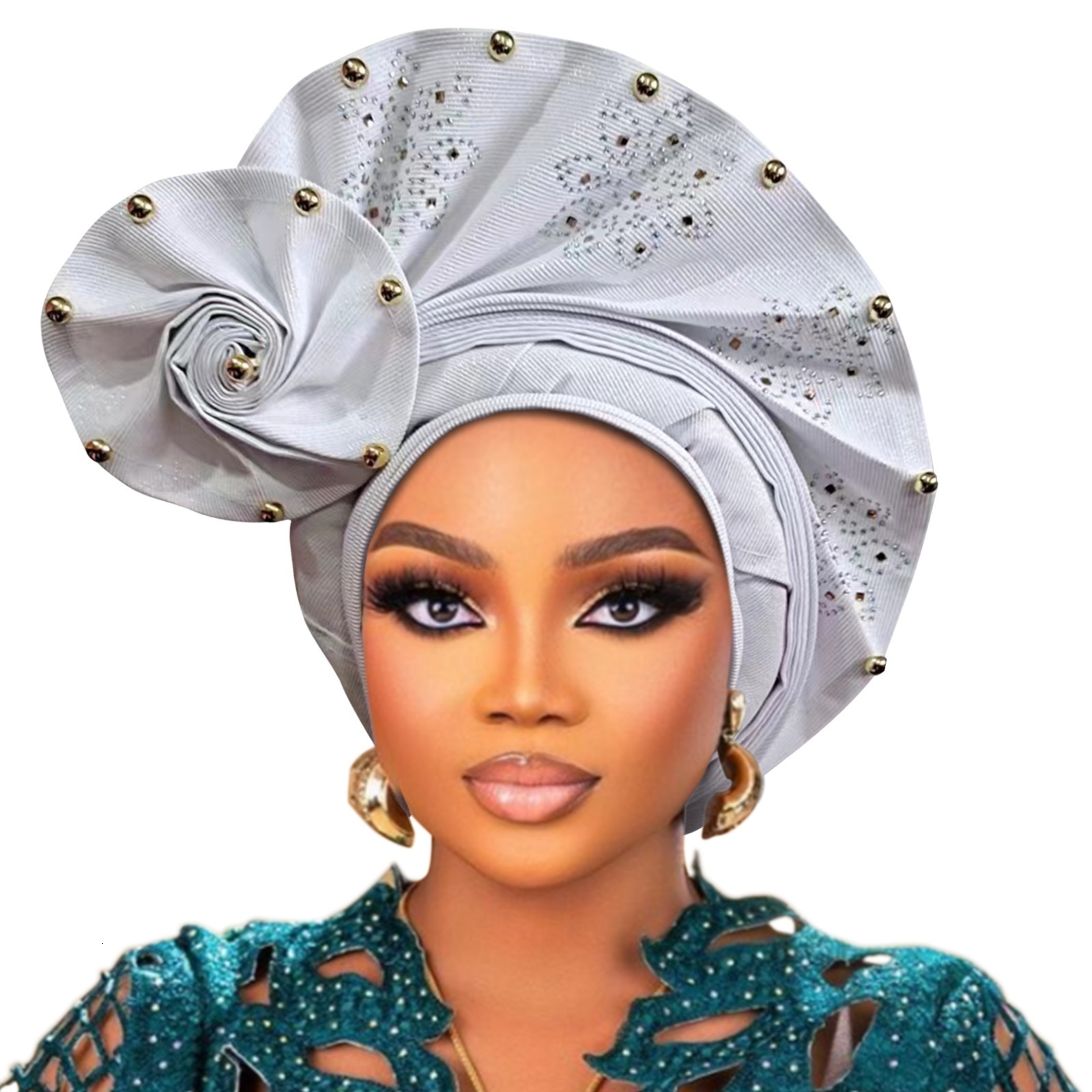 Party Hats latest aso oke auto gele headtie Already Handmade African Cap Nigerian Wedding Gele Women Braid Turbans Ladies head Wraps 7L0981 231026