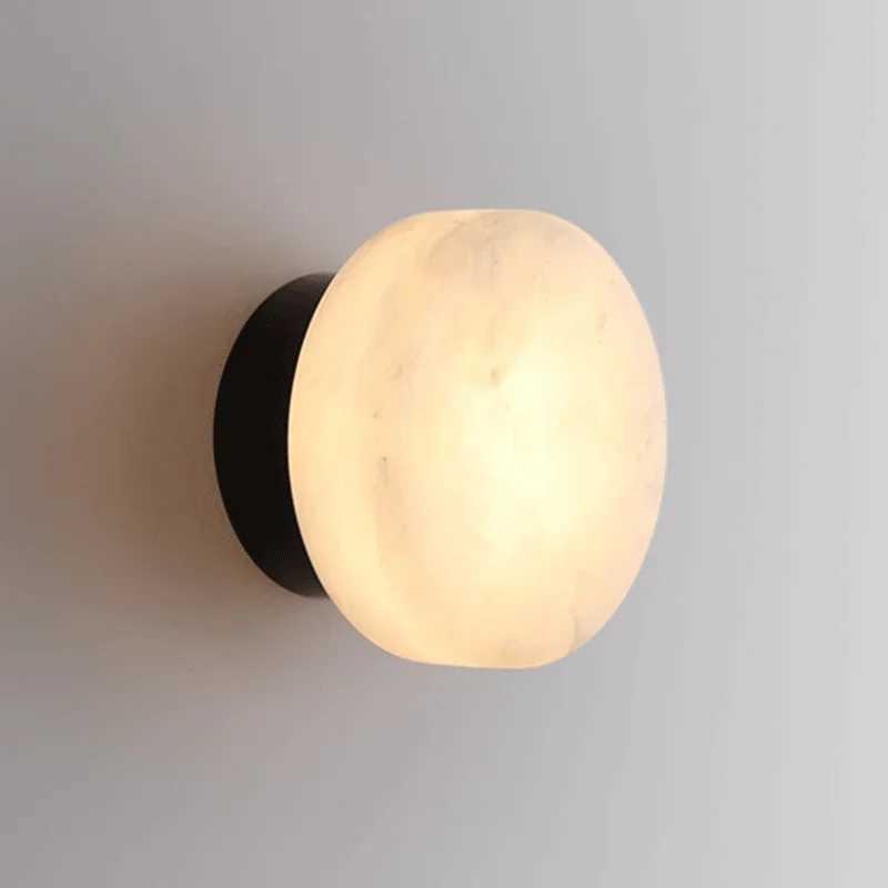 Modern Marble Wall Lamp LED Small Lamp for Bedroom Bedside Living Room Hotel Indoor Decor Simple Hallway Round Sconce Lamp Z250605
