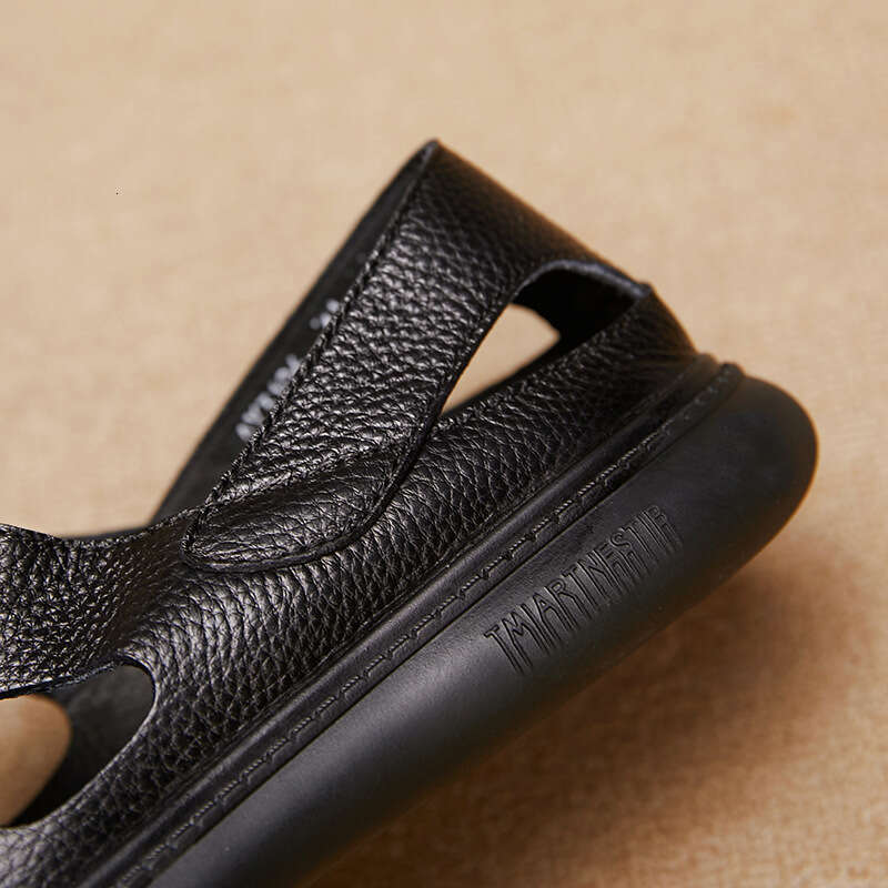 Large Hole Breathable Genuine Casual Men's 2025 Summer New Comfortable Flat Slip-On Cool Leather Shoes