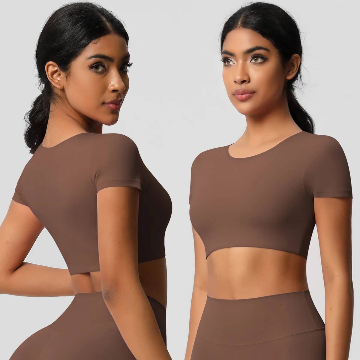 Yoga T-shirt Women Fiess Top Shockproof Bras Running Push Up Training Suit Gym Sports Crop Tops Solid Color Breath