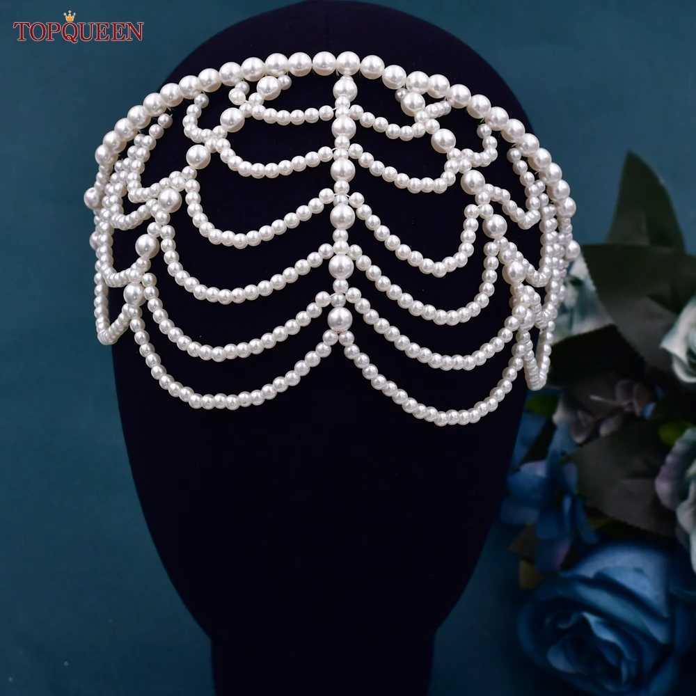 TOPQUEEN SA01 Elegant Pearls Hair Bands Accessories Headdress Luxury Bridal Crown Women Jewelry Hoop Daily Tassel Hairwear Z250605