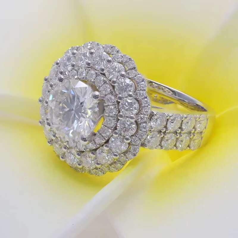 Paston Custom Jewelry 3CT Round DE VVS1 Moissanite 925 Silver White Gold Plated Engagement Luxury Wholesale Moissanite Ring