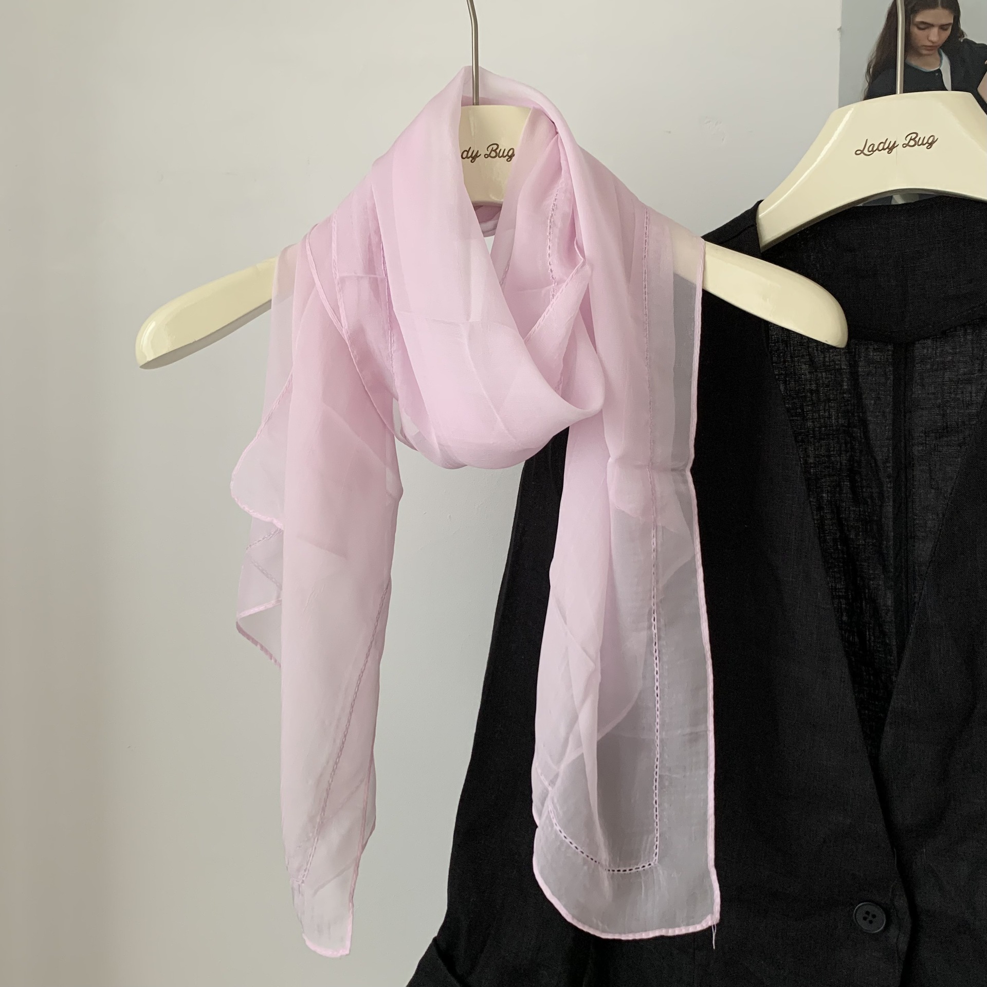 K938 Summer long sunscreen shawl solid color thin chiffon scarf long Korean women's spring and summer temperament neck protection scarf