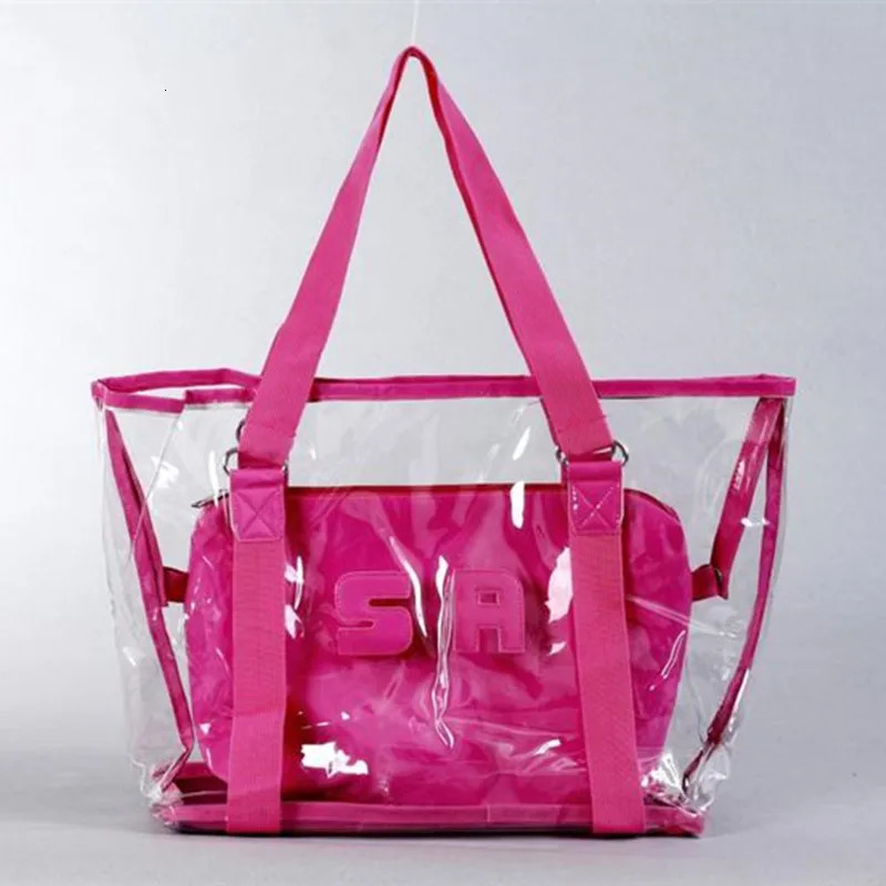 Candy color Transparent Bags Summer Package PVC clear Beach Bag Jelly Crystal Shoulder Women Handbag drop 250605