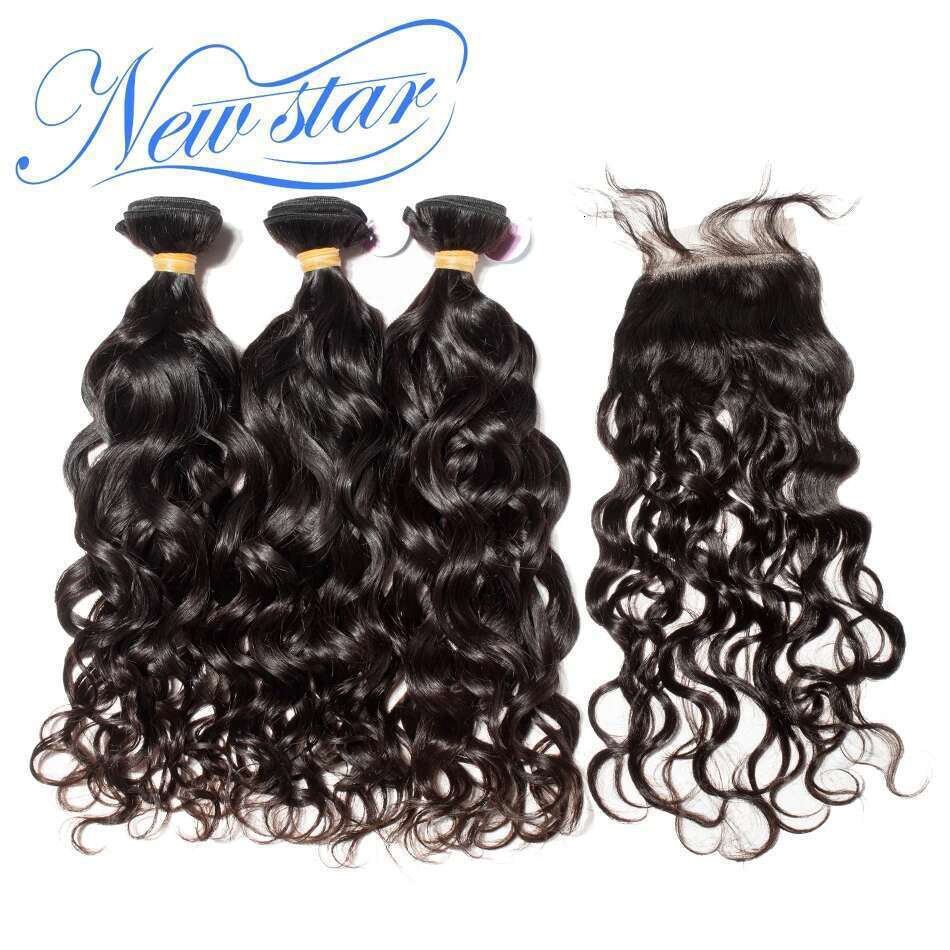 Brazilian Natural 3 Bundles Extension With 5x5 New Star Raw Virgin Human Hair Weaving Water Wave And Closure