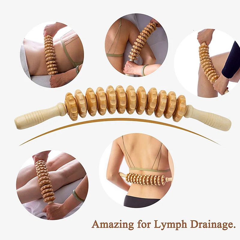 Wood Therapy Roller Massage Tool Handheld Cellulite Trigger Point Stick Lymphatic Drainage Anti Cellulite Muscle Release Roller 250603