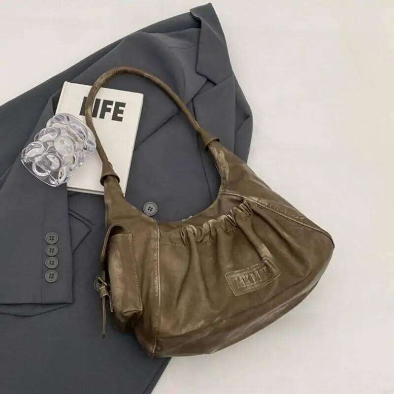 M6cc Women's Shoulder Saddles Bag Handbag Leather Clutch Purse With Zipper Closur