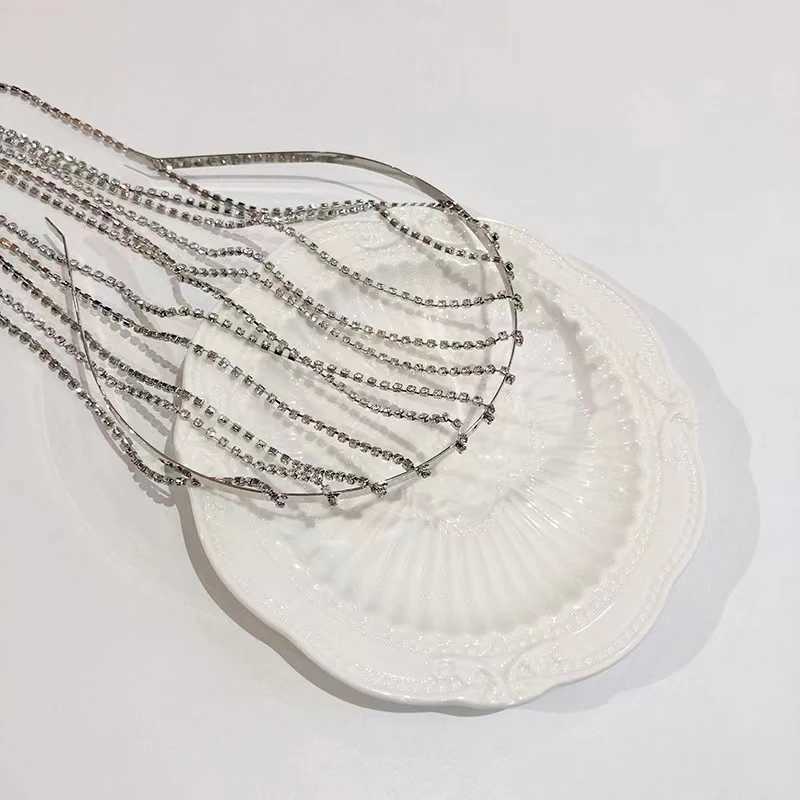 New Fashion Full Rhinestone Shiny Tassel Hair Band Womens Headdress Wedding Party Accessories Hair Jewelry Z250605