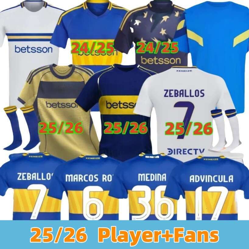 25 26 Boca Juniors Fans Player soccer Jerseys TEVEZ CARLITOS MARCOS ROJO CAVANI VILLA SAIO 25 26 Men kids Benedetto Saio camisa de futebol football shirt