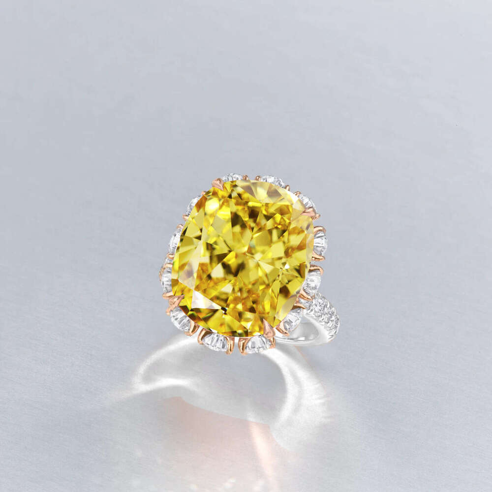 Christie Auctions 1 Billion Same Style Artificial Pink Ice Flower Cut Cushion Shape Goose Yellow Pigeon Egg High Carbon Diamond for Women