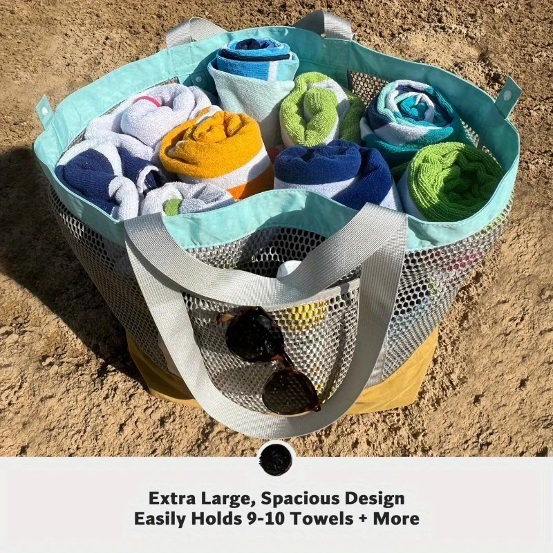 Arrival Mesh Beach Bag Oversized Travel Tote with Compartments for Outdoor Vacation Essentials 250605