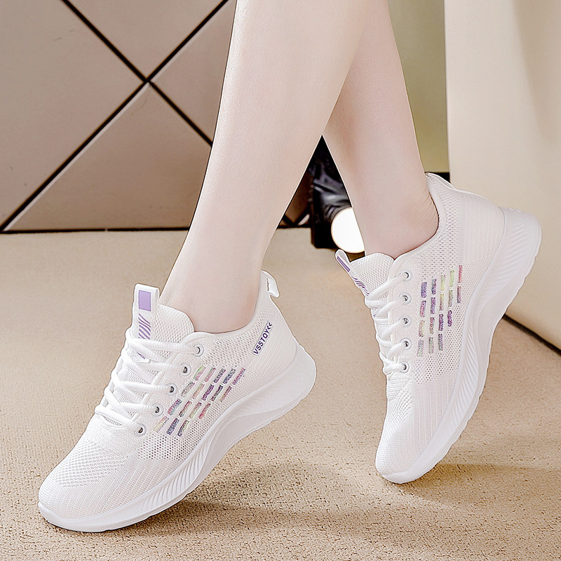 Casual Shoes Flyknit Women S Spring New Casual Soft Sole Lightweight Running Travel Shoes Breathable Sports Comfortable Ddmysaturn