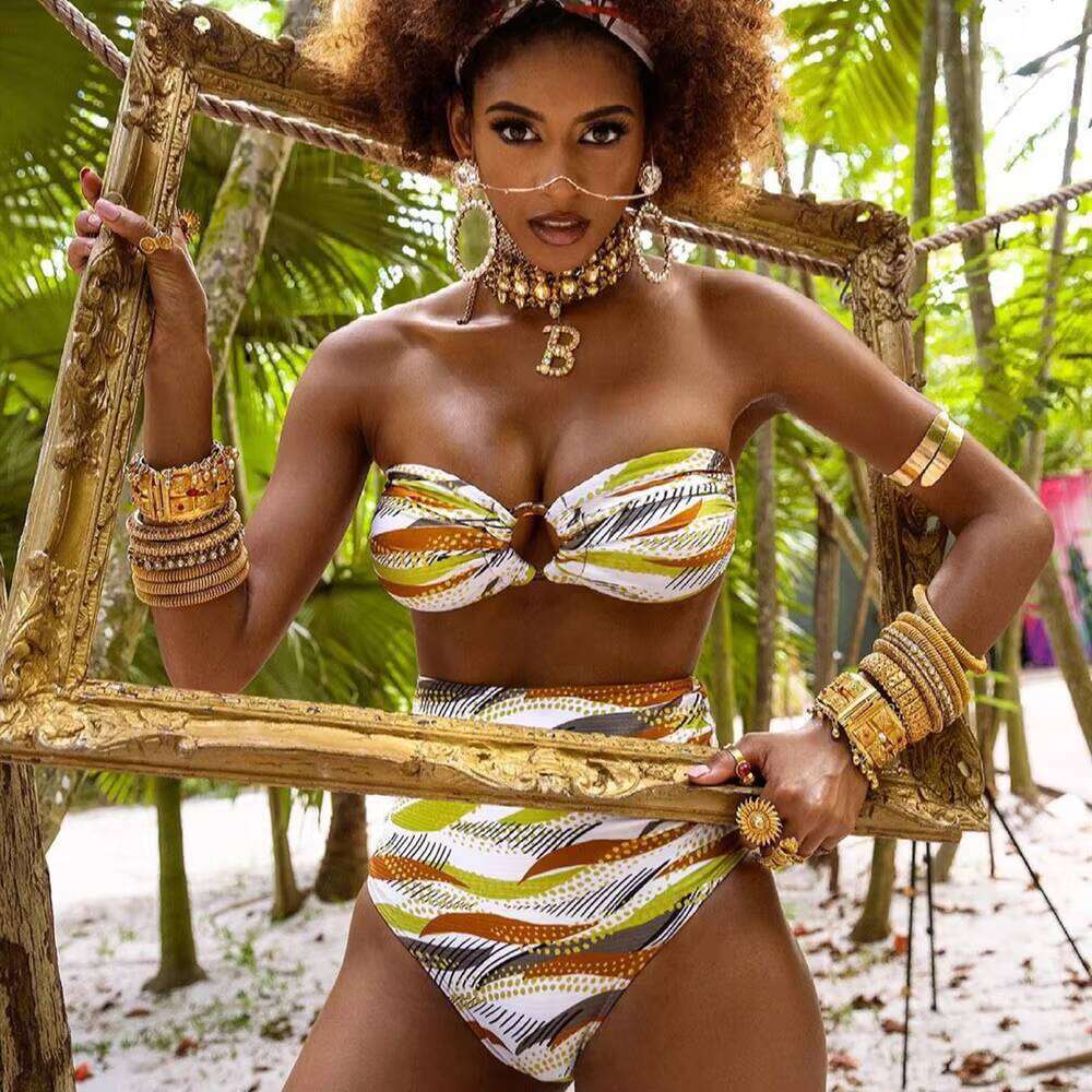 Factory New Design Colorful Print 2 Pieces Swimsuits Sexy Women Beach Bathing Suit