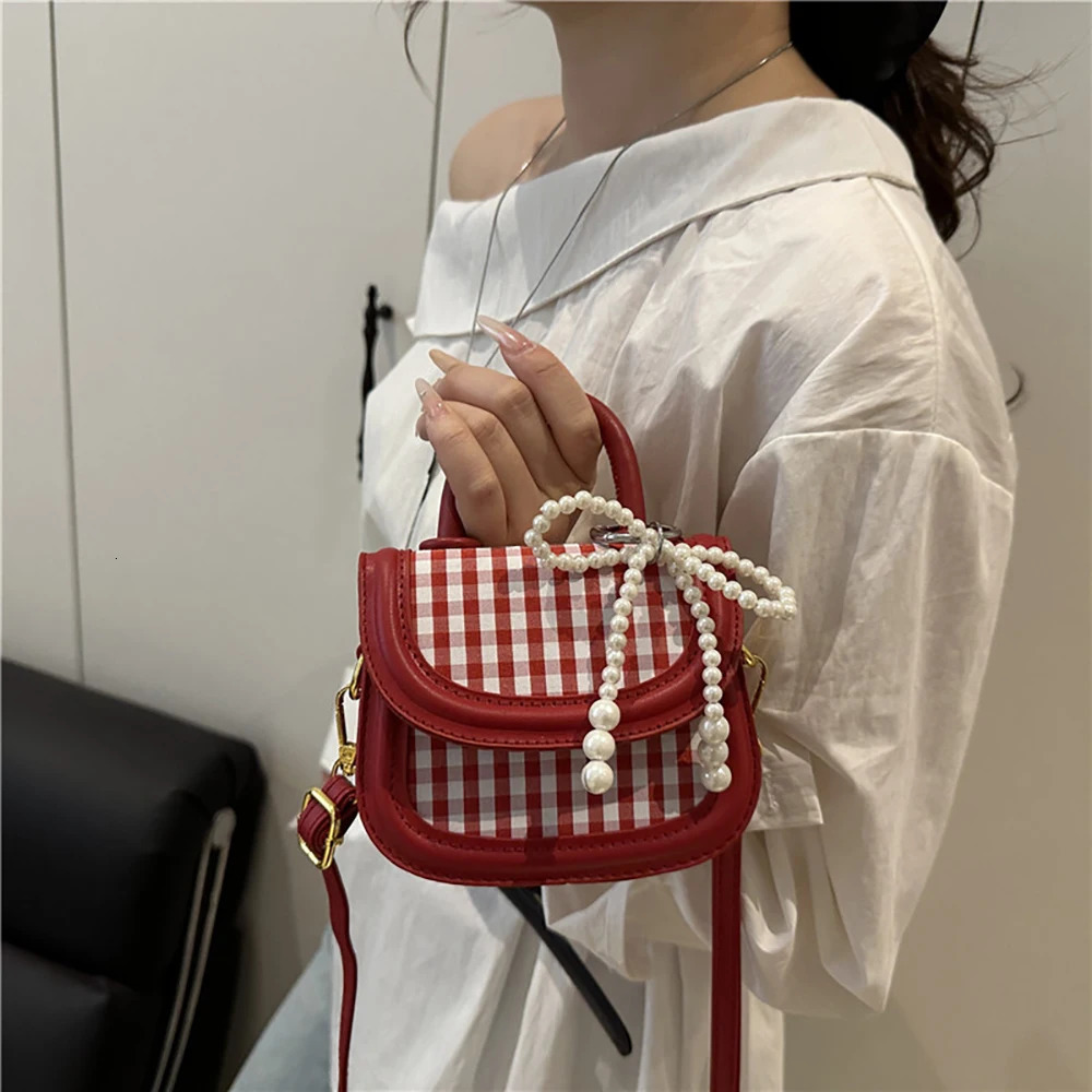 Contrast Color Plaids Crossbody Bag Women Spring Summer Casual Buckle One Shoulder Bags Versatile All-Match Party Handbags 250605