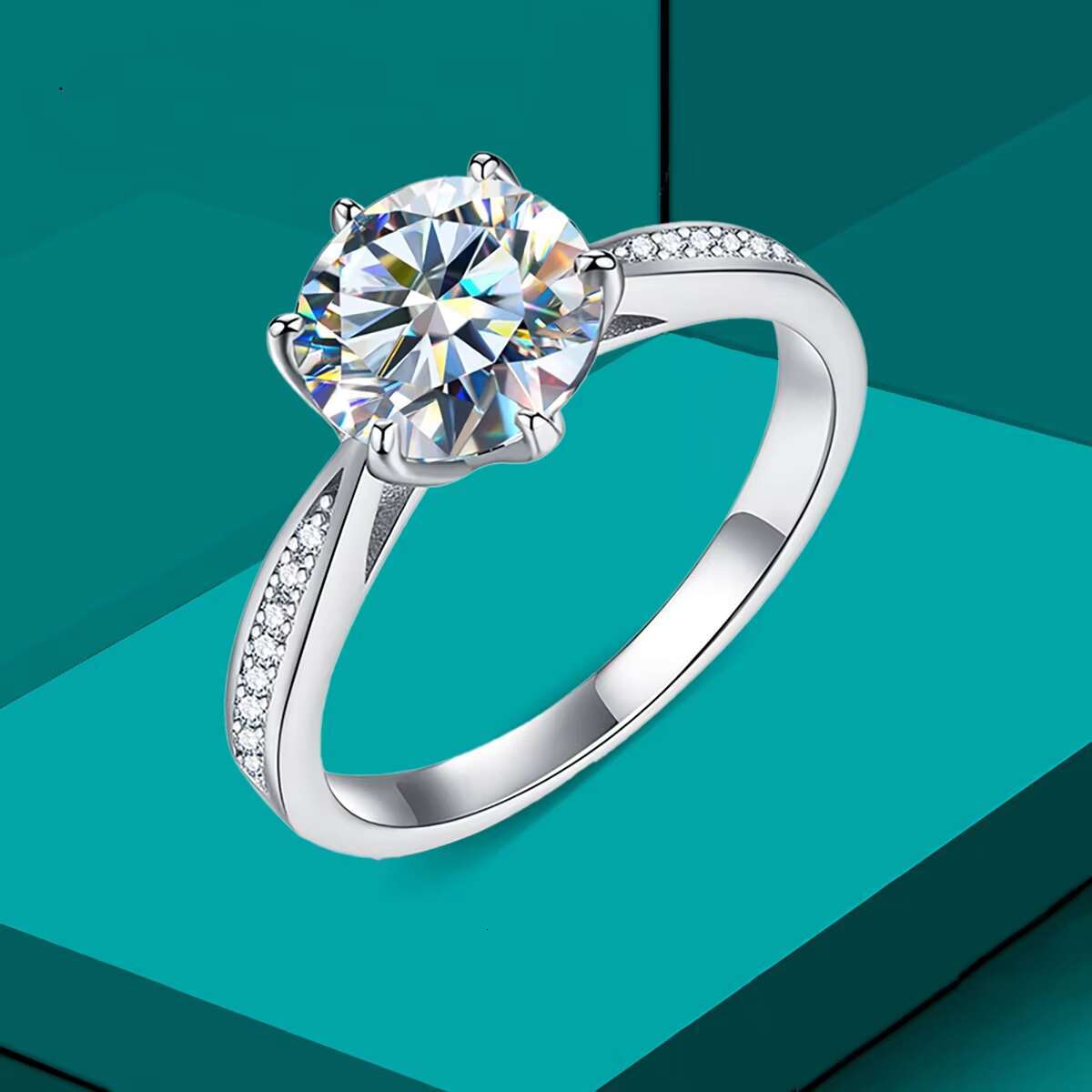 Dropshipping 925 Sterling Silver Round Cut Lab Diamond GRA 0.5 1 2 Ct Moissanite Ring Women Engagement Fine Jewelry