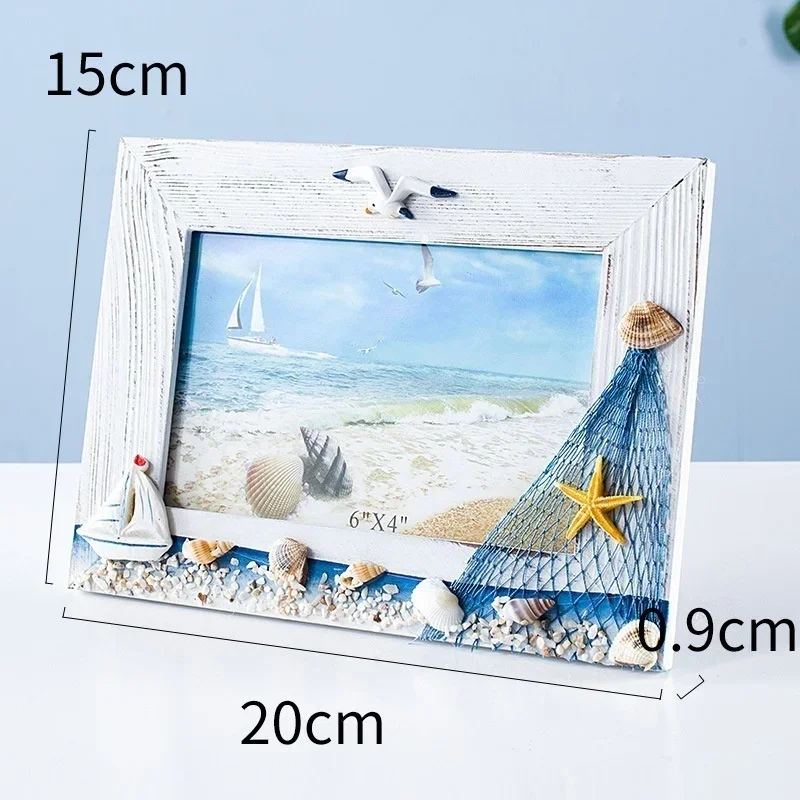 Ocean Photo Summer Shell Seabird Supply Mediterranean Personality Wooden Table Ornaments Picture Frame H260306