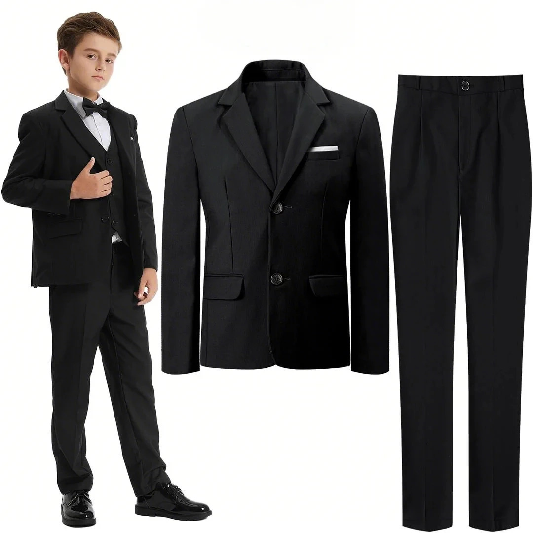 Suit for Kids Boys Easter Outfit Church Party Blazer Wedding Ceremony Flower Piano Performance Birthday Gift Clothes Set 3 PCS 250530