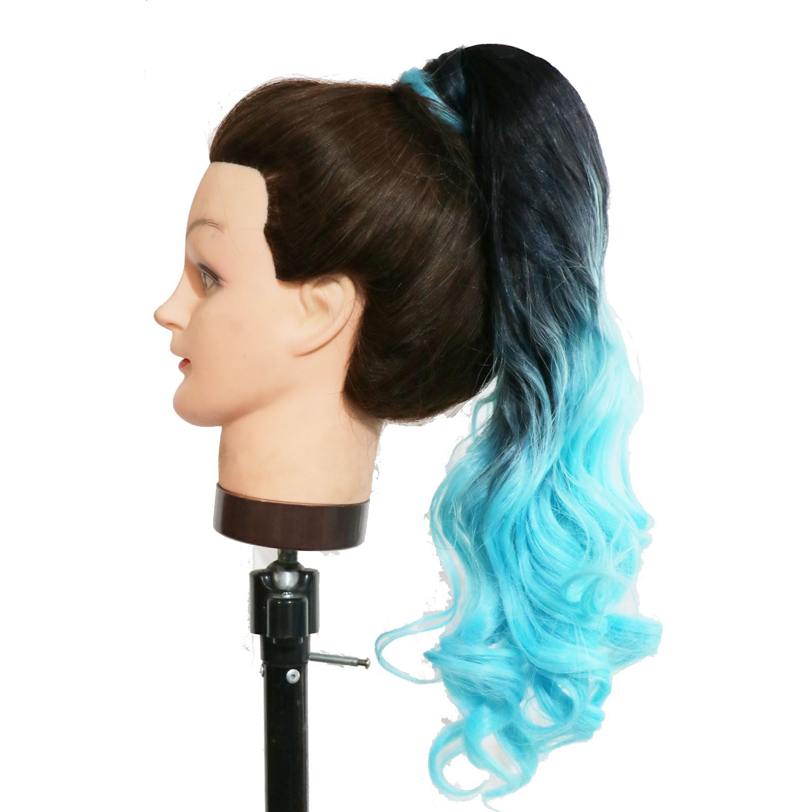 LeeWin Ombre Color Ponytail Extension Wrap Around Magic Sticky Long Curly Wave Hair Extensions Synthetic Pony Tail Hairpiece for Women Girls