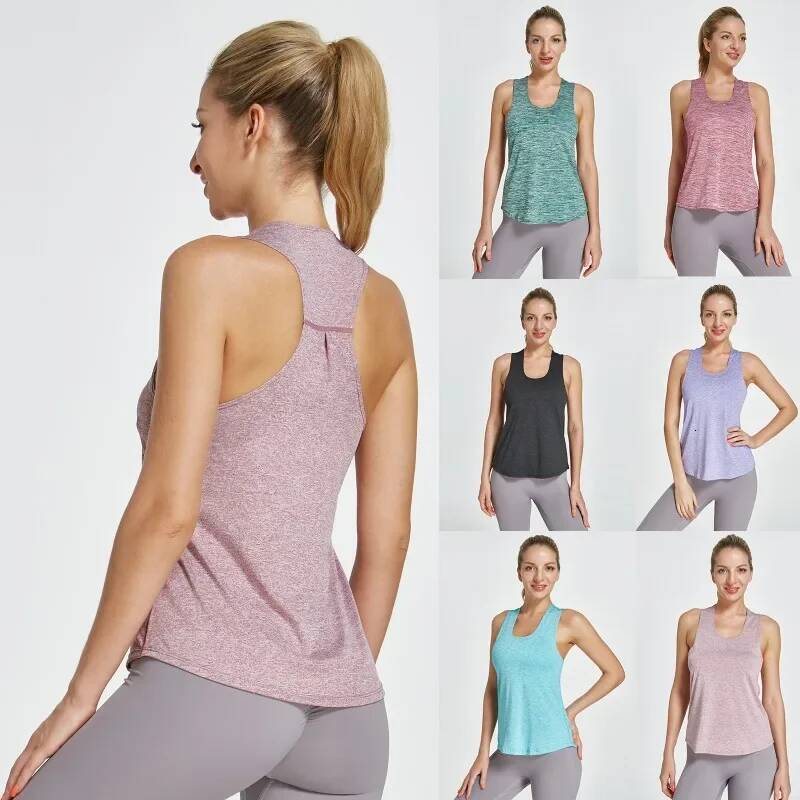 S-4XL New Sleeveless Racerback Workout Tank Tops for Women Running Training Fiess Yoga Vest Gym Sport Shirts