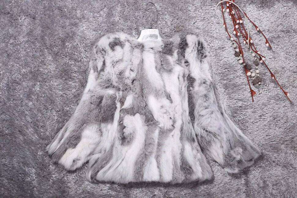 New Women Fashion Real Genuine Natural Rabbit Fur Coat lady warm jacket custom any szie Free Shipping