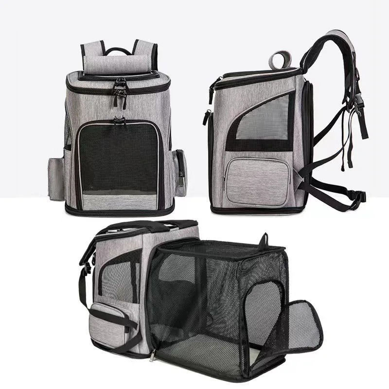 Breathable Pet Cat Backpack Foldable Pet Transport Travel Bag Expandable Large Capacity Creative for Cats Dogs 250603