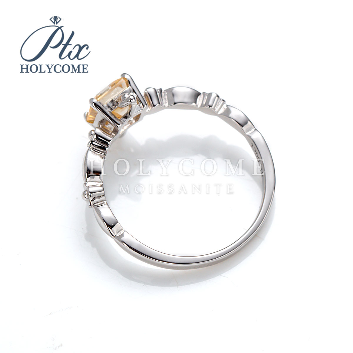 European American Fashion Women's Fine Ring Iced Out Diamond Champagne Moissanite Flower Square 1CT Exquisite Rings Jewelry for Women