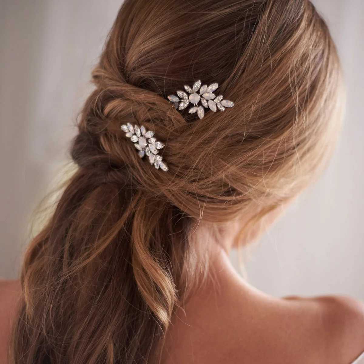 Bride Hair Pin Alloy Silver Color Clear Crystal Hairpins Bridal Wedding U Shaped Hair Sticks Women Bridesmaids Hair Accessories Z250605